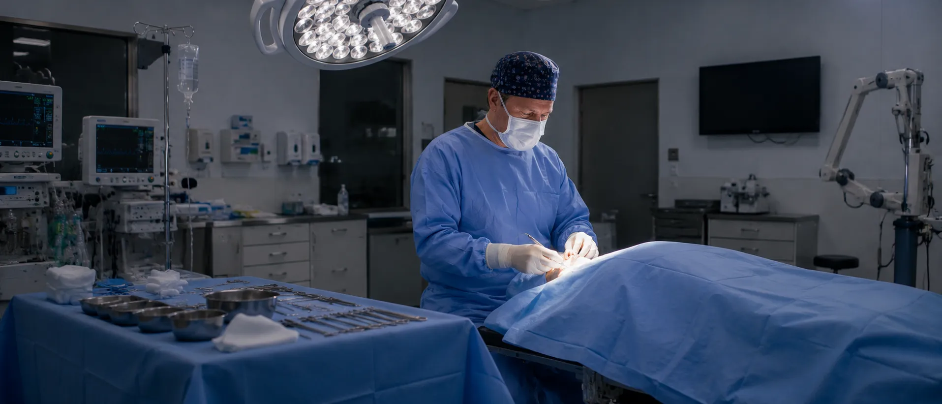 Chirurgie esthétique du visage au bloc opératoire, Clinique esthétique Mozart à Nice