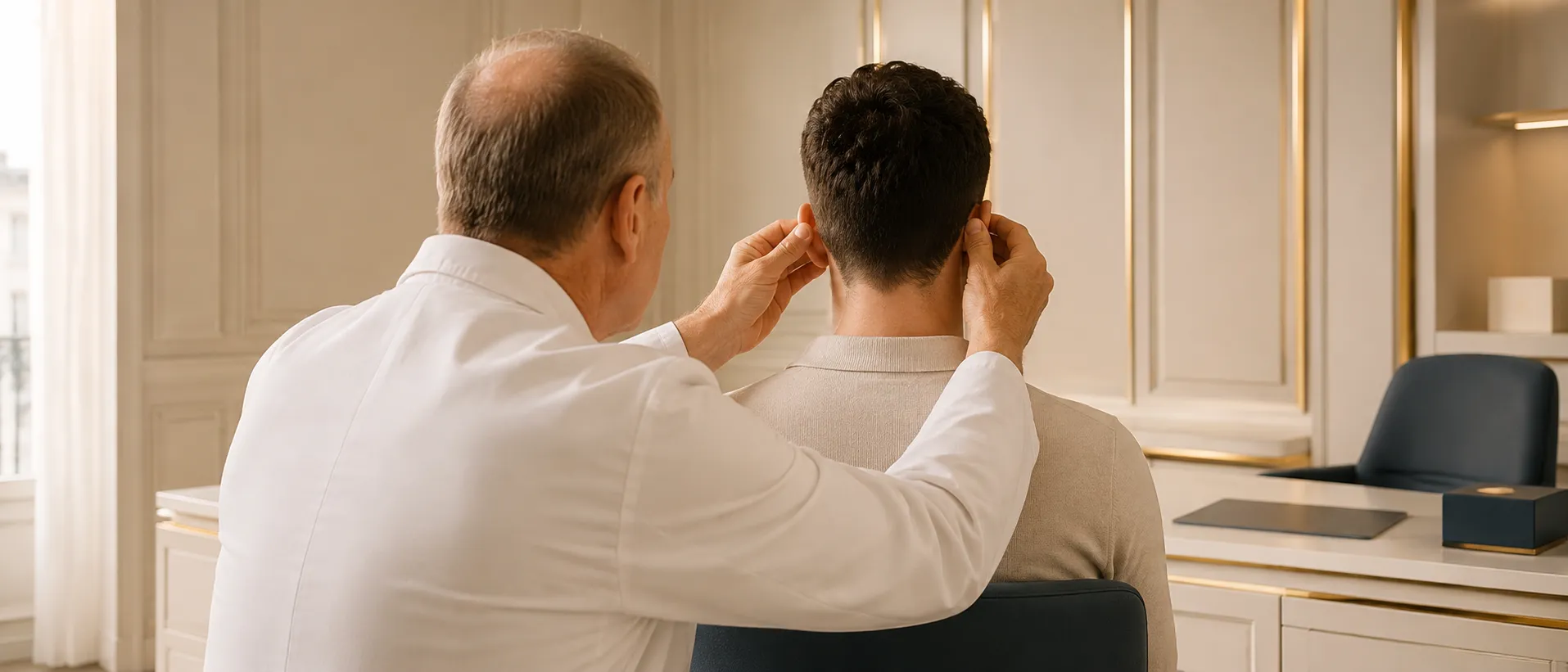 Consultation d'otoplastie au cabinet du Dr Boucq, Clinique esthétique Mozart à Nice