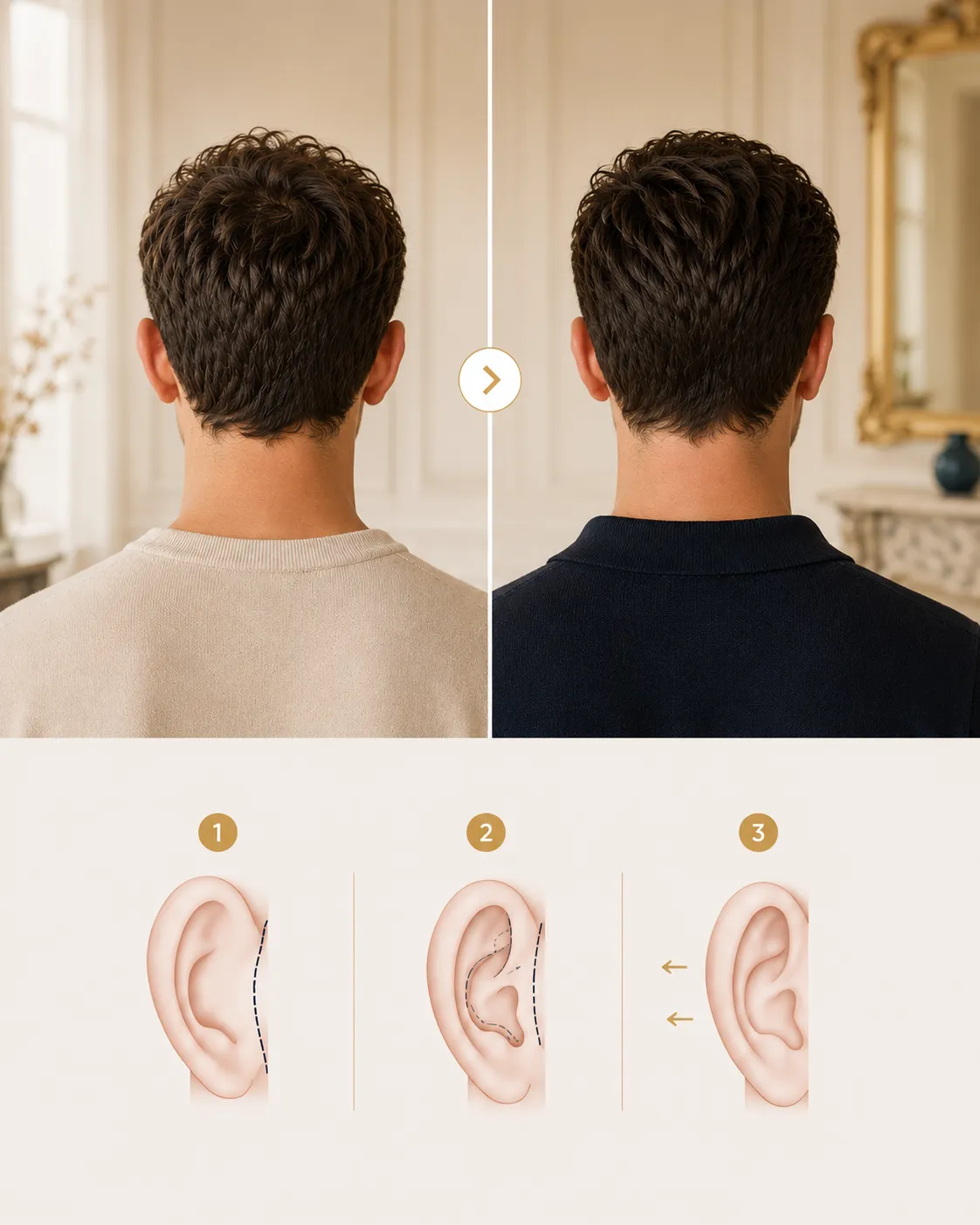 Otoplastie à Nice : avant/après d'oreilles décollées et principe de l'intervention, Clinique esthétique Mozart
