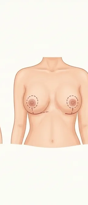 Le tracé des incisions : autour de l'aréole, verticale, sillon