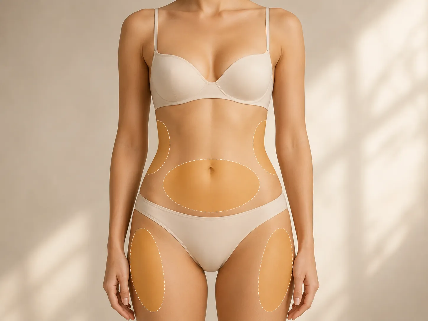 Zones donneuses d'un lipofilling mammaire : le ventre, les hanches, les cuisses et la culotte de cheval