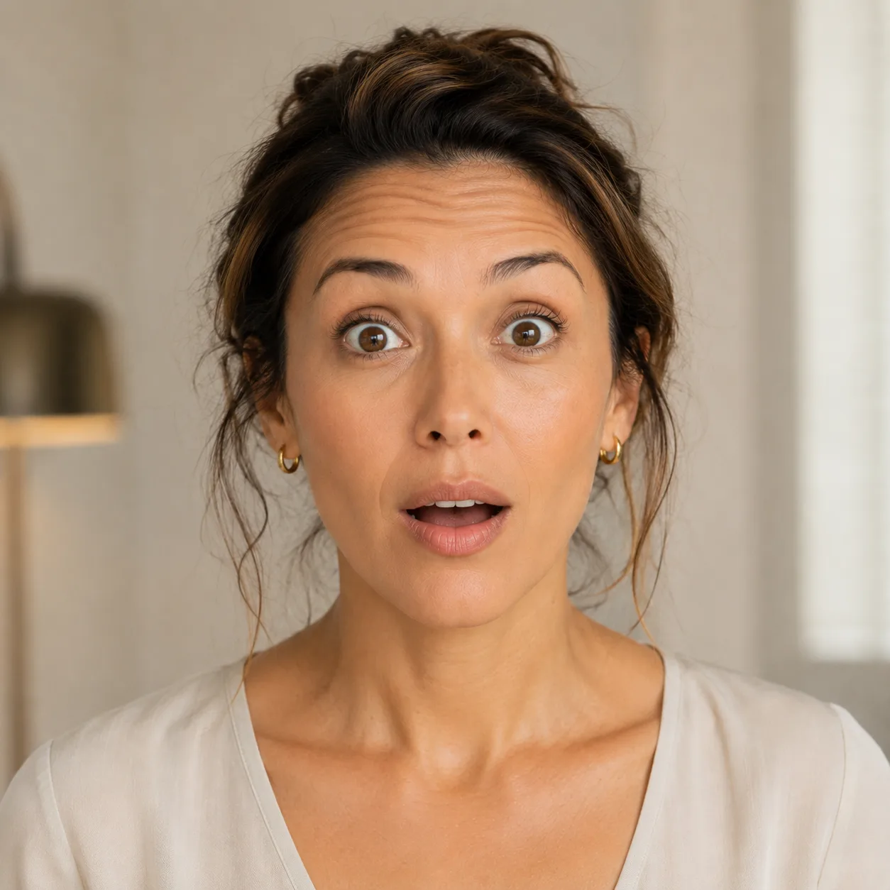 Garder les expressions : une femme lève les sourcils, le front garde sa mobilité, Clinique esthétique Mozart à Nice