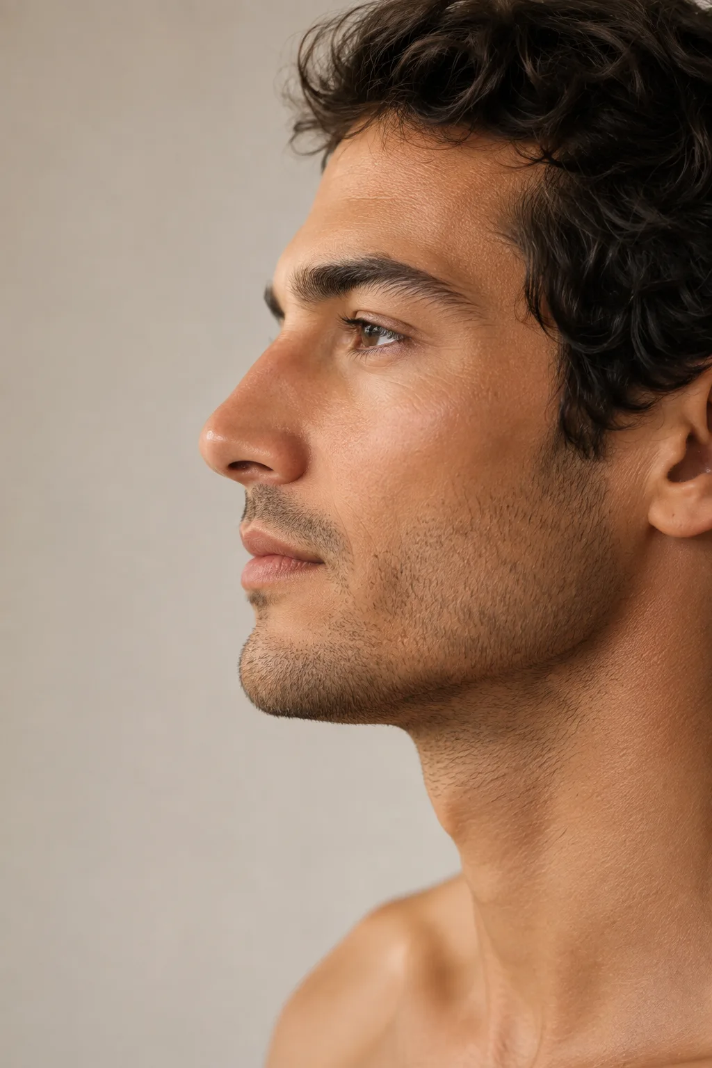 Comment affiner son nez sans chirurgie&nbsp;: le profil d'un homme, la ligne du dorsum et la pointe lisibles, Clinique esthétique Mozart à Nice