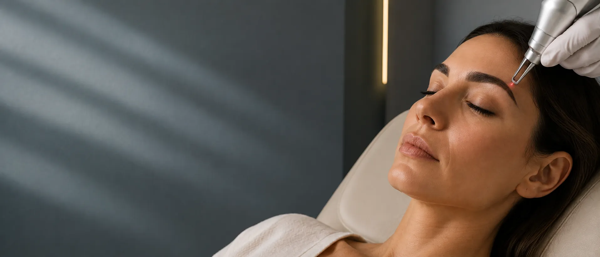 Détatouage des sourcils à Nice : séance de laser sur un maquillage permanent, Clinique esthétique Mozart