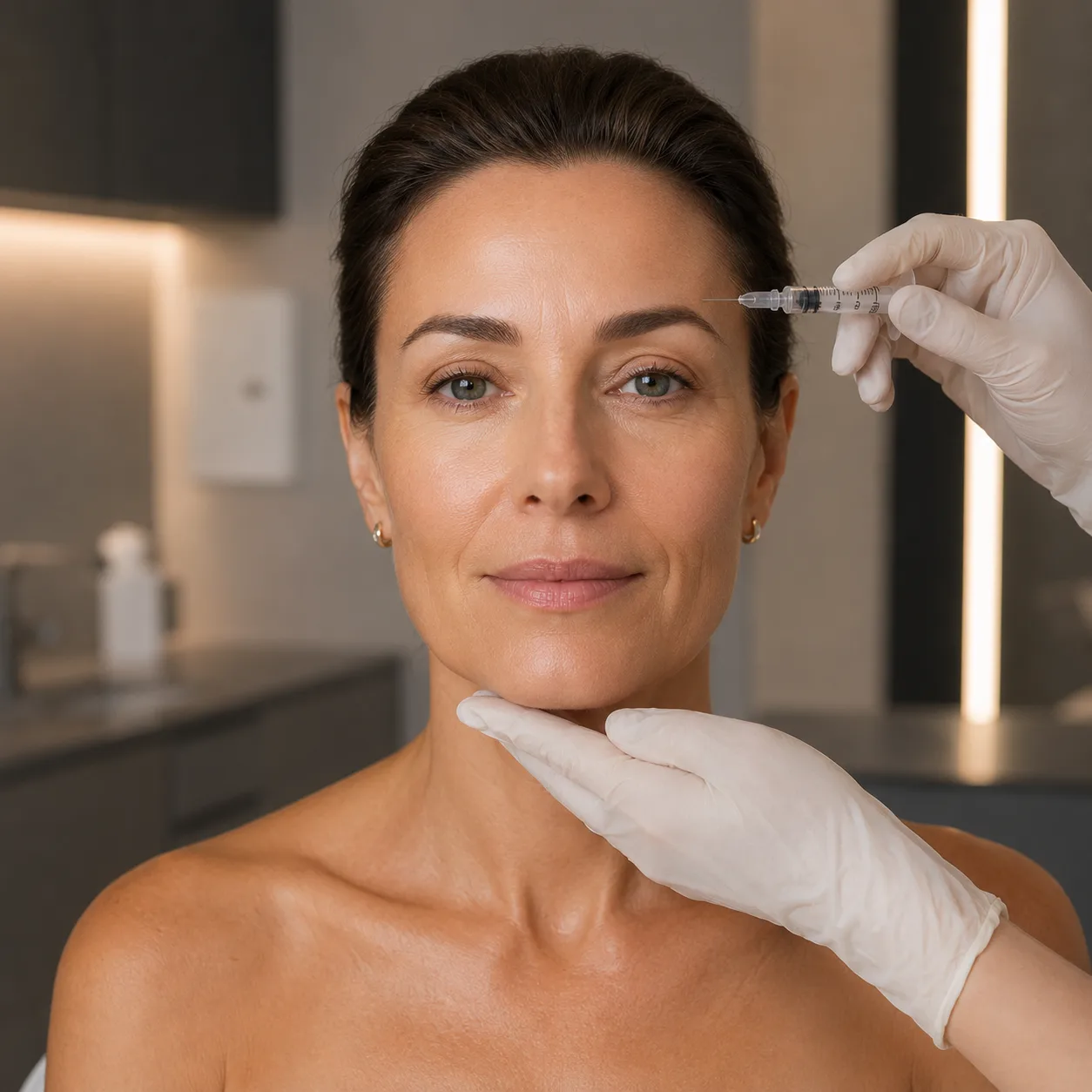 Full face à Nice : une femme de face, le visage analysé dans son ensemble avant une injection, Clinique esthétique Mozart