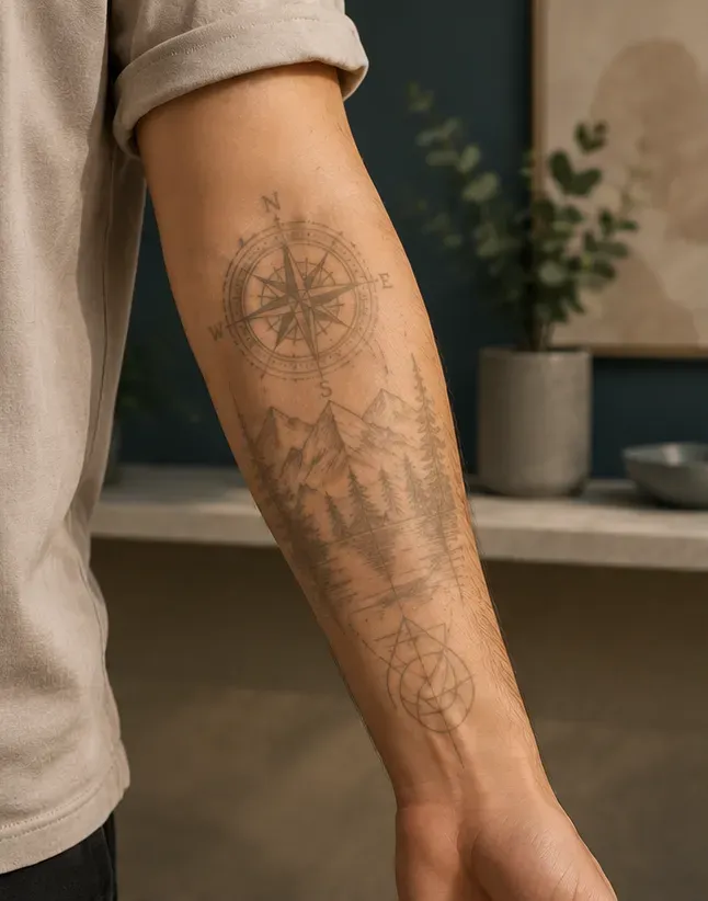 En cours de parcours : le même tatouage s'est nettement estompé au fil des séances de détatouage laser