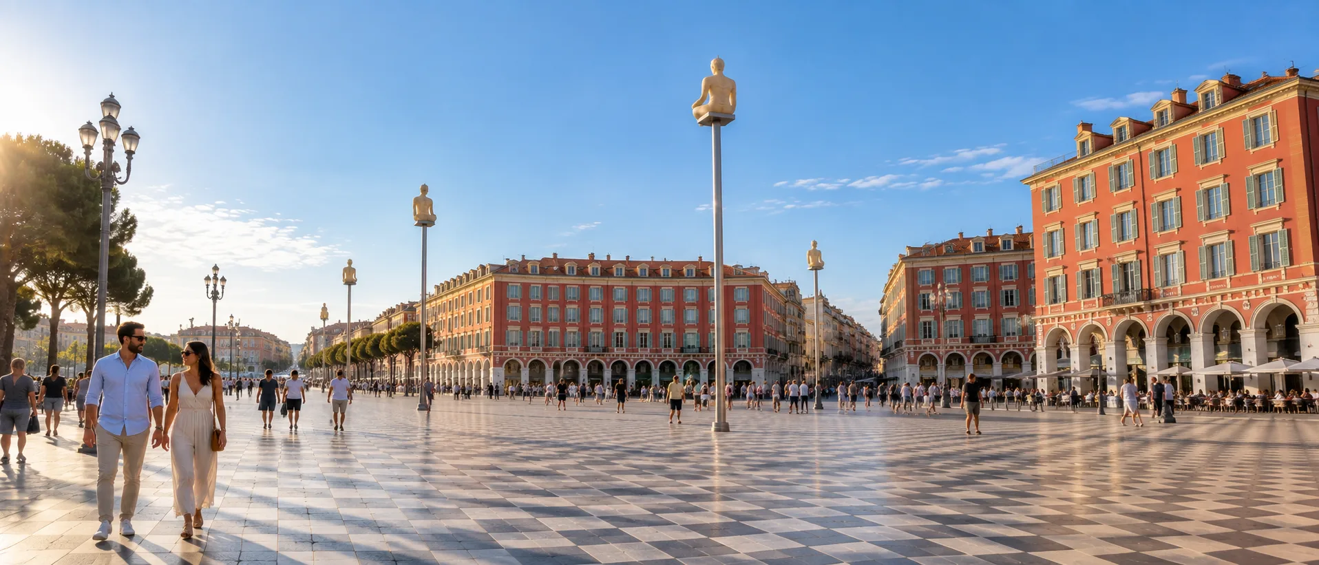 La place Masséna à Nice, à quelques minutes de la Clinique esthétique Mozart, 17 ter avenue Auber