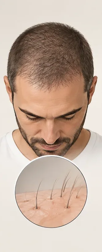 La repousse qui démarre entre le deuxième et le quatrième mois après une greffe de cheveux