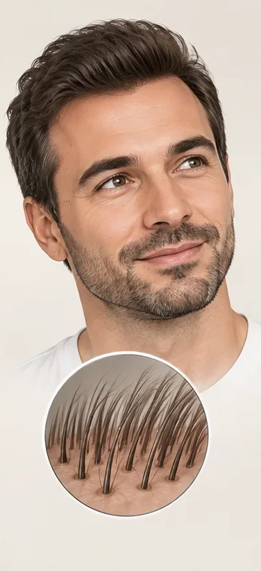 Le résultat d'une greffe de cheveux apprécié autour du douzième mois